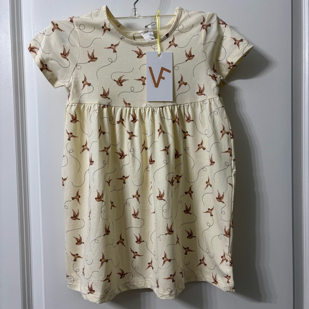 Velvet Fawn Short Sleeve Dress with Birds size 2T NWT